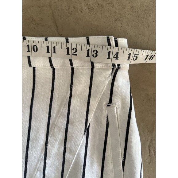Wash Lab White & Black Vertical Stripe Skirt Size 28 Asymmetrical Hem - Picture 4 of 9